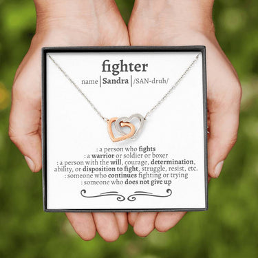 Personalized Fighter Interlocking Hearts Necklace - Love You This Much